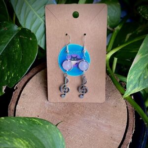 Music Charm + Rose Quartz Earrings