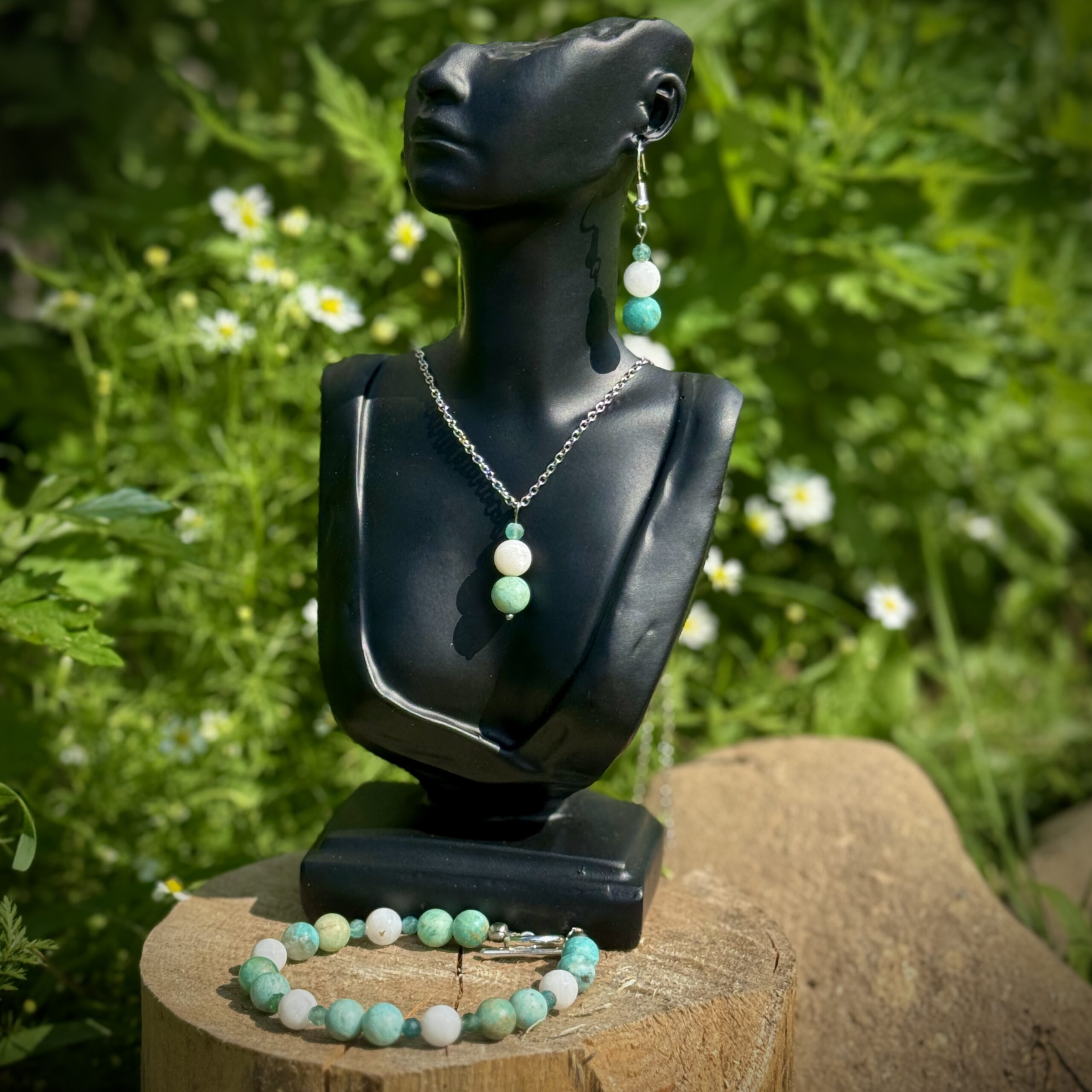 Seafoam Serenity Necklace + Mozambique Amazonite, Rainbow Moonstone & Blue Kyanite