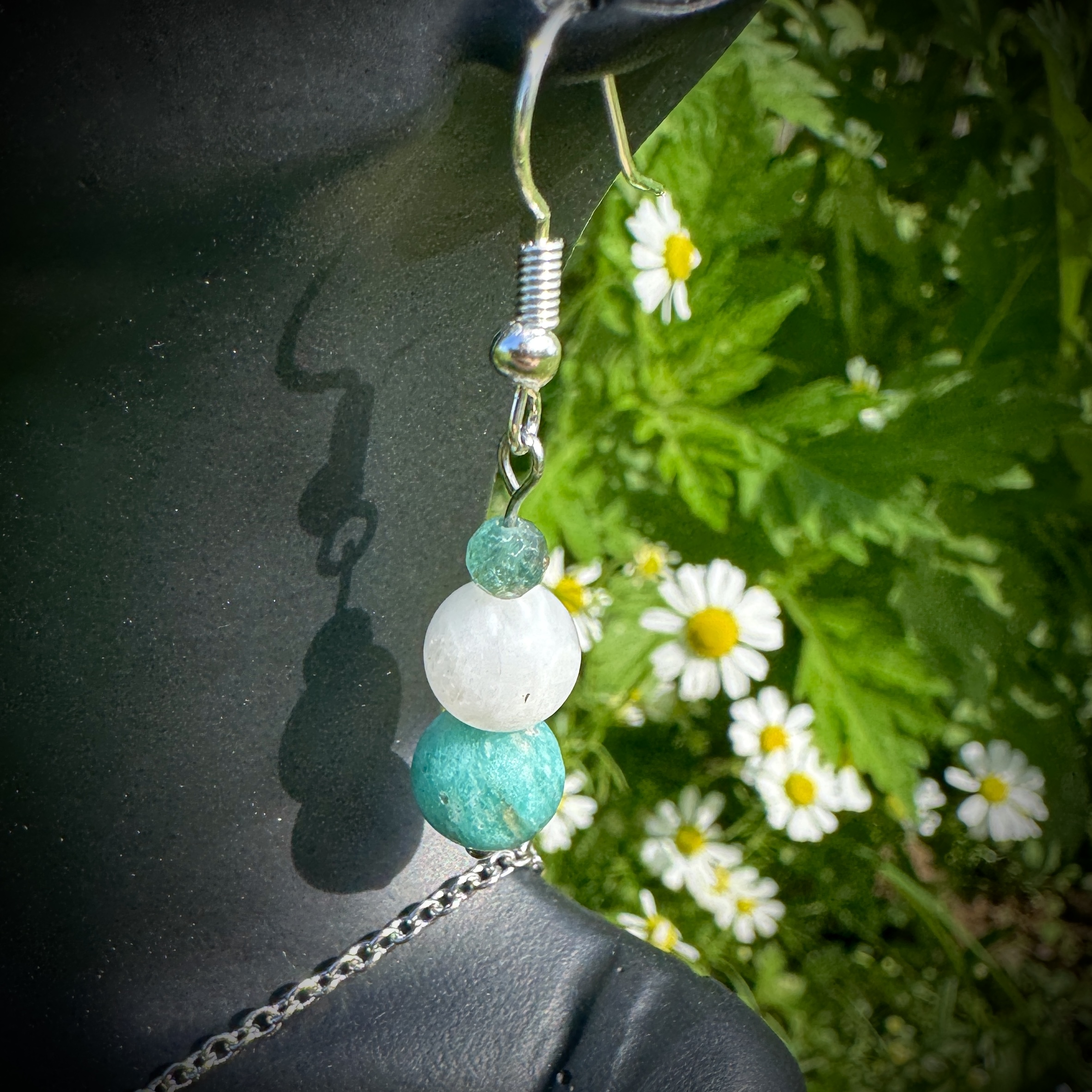 Seafoam Serenity Necklace + Mozambique Amazonite, Rainbow Moonstone & Blue Kyanite - Image 2