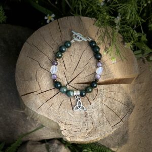 Celtic Harmony Toggle Bracelet + Moss Agate, Oolite, Amethyst & Opalite